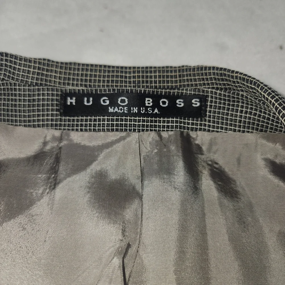 Hugo Boss Einstein Grey Micro Check Wool Blend 3 Button Blazer Mens 46L Classic